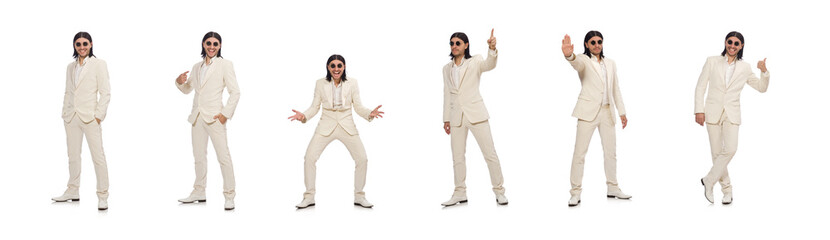 Man in funny concept isolated on white