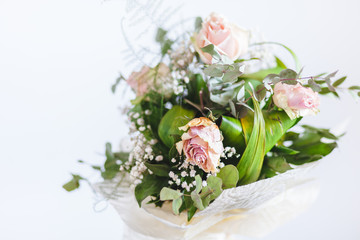 Wedding bouquet of pink roses