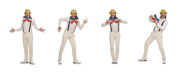 Man in funny concept isolated on white