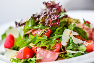 fresh salad with tomatoes and cheese