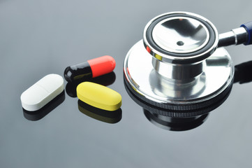 Stethoscope and Medication.