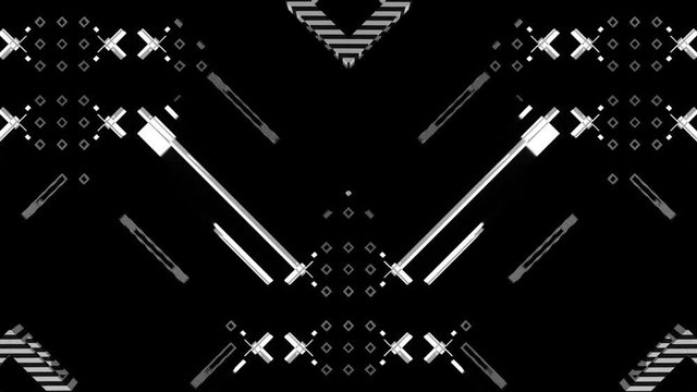 Black and white strobe seamlessly looping 3D animations for your video backgrounds, visual performance at concerts, video projection mapping, presentations, dance parties, music clips, nightclubs