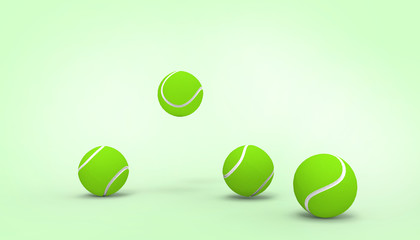 New Tennis Ball Sports on pastel Green background for copy space and Summer- holidays  - 3d rendering