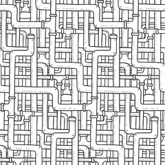 Vector doodle interwoven pipes hand drawn pattern.