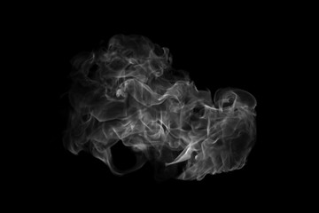 White smoke isolated on black background