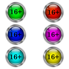 16 plus icon. Set of round color icons.