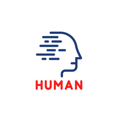 blue linear human logo isolated on white