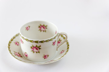 porcelain Cup, saucer and plate isolated on white background