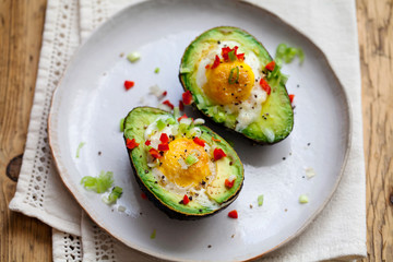 Eggs baked in avocados