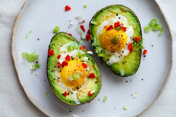 Eggs baked in avocados