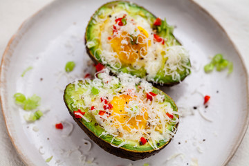 Eggs baked in avocados