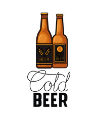 cold beer label isolated icon