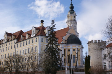 Fototapeta premium architektur stadt europa bayern schloss nest storch 