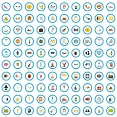 100 hangout firm icons set in flat style for any design vector illustration