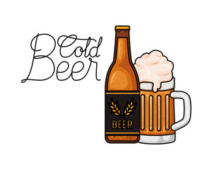 cold beer label isolated icon