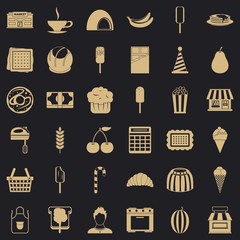 Sweet dish icons set. Simple style of 36 sweet dish vector icons for web for any design