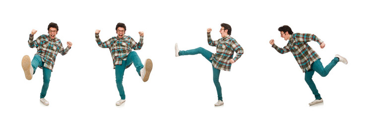 Young male student isolated on white