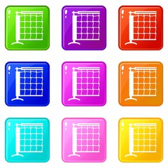 Tennis net icons set 9 color collection isolated on white for any design