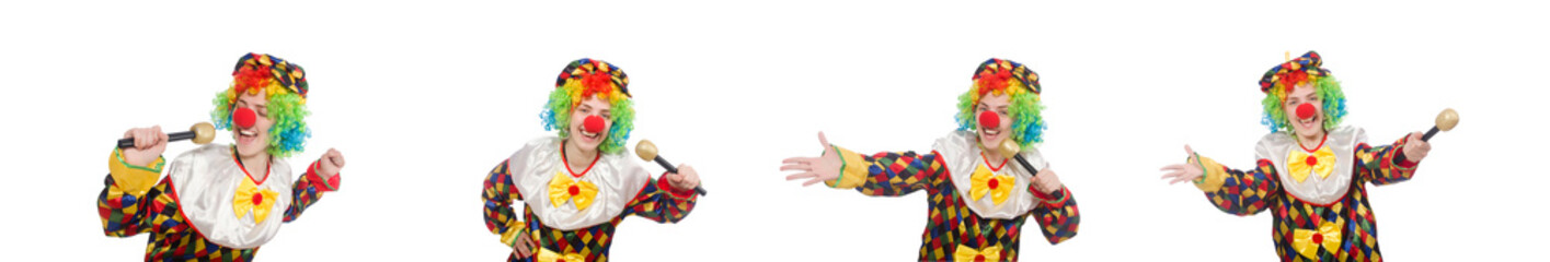 Clown with mic isolated on white background