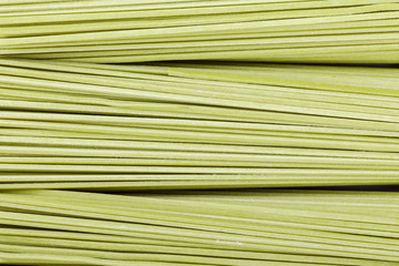 Green Tea Soba Noodles isolated .Top View. Background