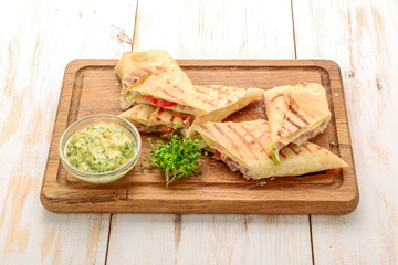 fresh and healthy club sandwich pita bread roll