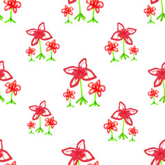 Cute Floral Drawing Motif Seamless Pattern