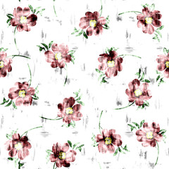 Exotic batik flowers pattern, jungle print design. Pattern for summer designs. Fashion trended botanical white background. Vibrant Hi Quality botanical artwork.