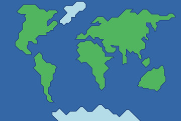 Abstract world map on blue background in flat style