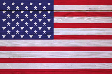 Usa flag on a wooden background