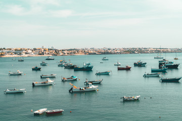 Fototapeta premium Aerial View Of Luxury Yachts And Boats At Atlantic Ocean