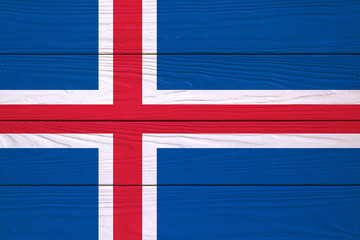 flag of Iceland on a wooden background