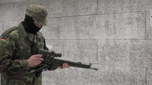 Soldier assembles rifle Part 2 / 4