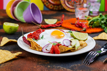 Mexican breakfast - chilaquiles dish