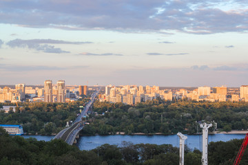 Panoramic skyline and buildings with empty road