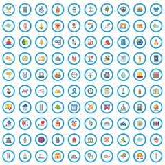 100 healthy lifestyle icons set. Cartoon illustration of 100 healthy lifestyle vector icons isolated on white background