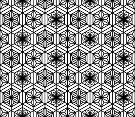 Seamless pattern based on Japanese geometric ornament .Black and white.