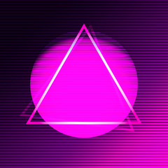 Neon modern poster in the style of synthave. Vector abstract illustration in cyberpunk style.