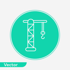 Tower crane vector icon sign symbol