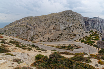 Serpentinenstrasse zum Cap Formentor, Mallorca, Spanien