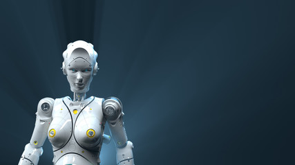 robot woman, sci-fi woman animation of the digital world of the future of neural networks and the artificial intelligence