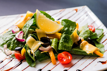 vegetable salad with melted cheese