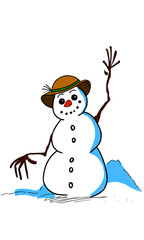 Waving snowman