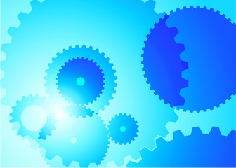 Abstract background with big gears blue color