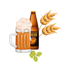 bottle of beer and glass isolated icon