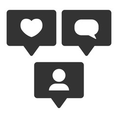 Social media notifications icons set. Like, follower, comment