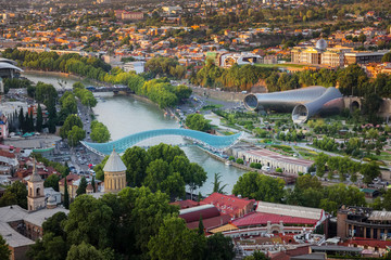 Tbilisi Georgia - the Kura Riverand Peace Bridge © stavrida