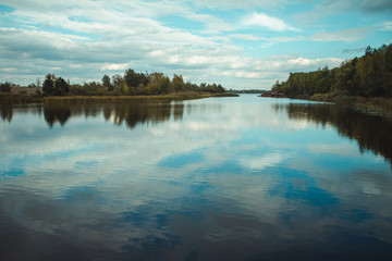 Abandoned river port in Chornobyl exclusion zone. Radioactive zone in Pripyat city - abandoned...