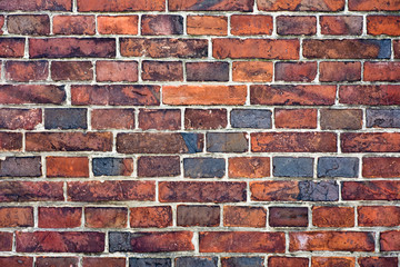 Old red brick wall background