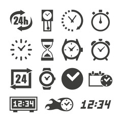 Monochrome vector illustration clock icon isolated on white background.
