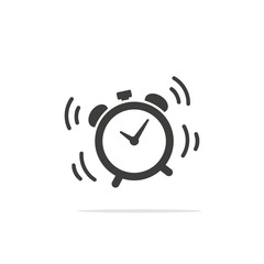 Monochrome vector illustration alarm clock icon isolated on white background.